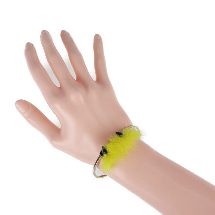Fendi Bracelet Metal Fur Gold Yellow Monster Eye Bangle — view 7