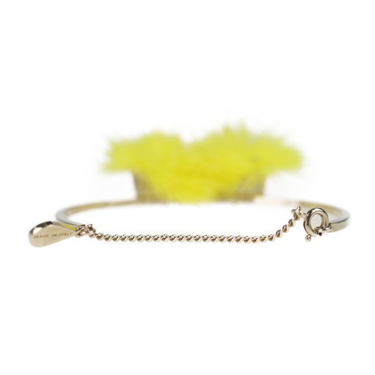 Fendi Bracelet Metal Fur Gold Yellow Monster Eye Bangle — view 3