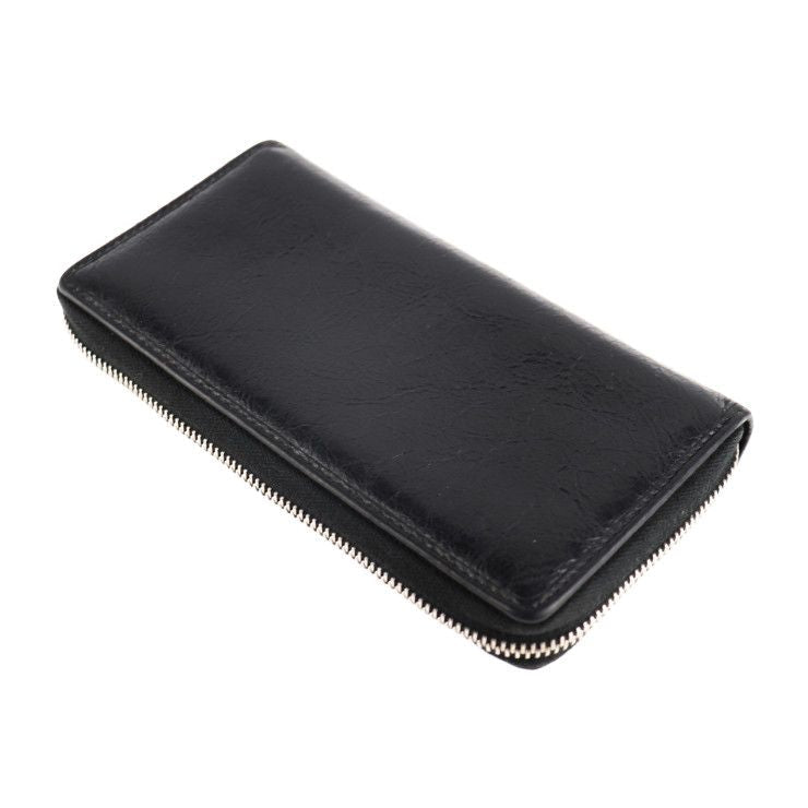 Gucci Long Wallet Leather Black Gold Hardware Silver Interlockin — view 5