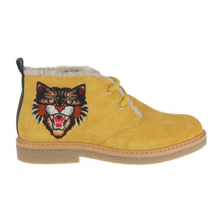 Gucci Boots Suede Mustard Yellowish Angry Cat UFO — view 3