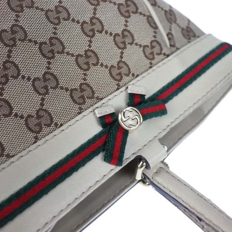 Gucci Tote Bag GG Canvas Beige Sherry Line Handbag — view 7