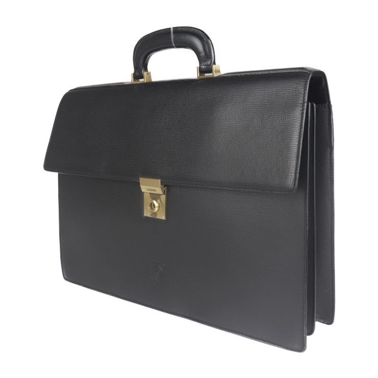 Loewe Briefcase Business Bag 13-50.70.002-1579 Leather Black Gold Hardware — view 2