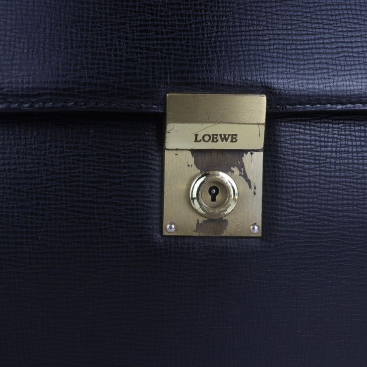 Loewe Briefcase Business Bag 13-50.70.002-1579 Leather Black Gold Hardware — view 7