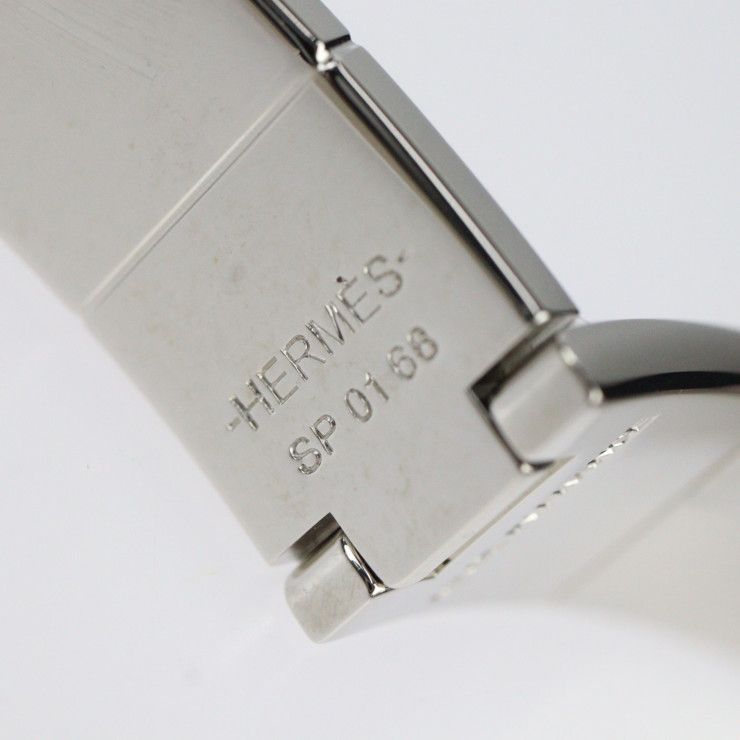 Hermes Charnires PM Bracelet Metal Cloisonne Silver Black White Bangle — view 9