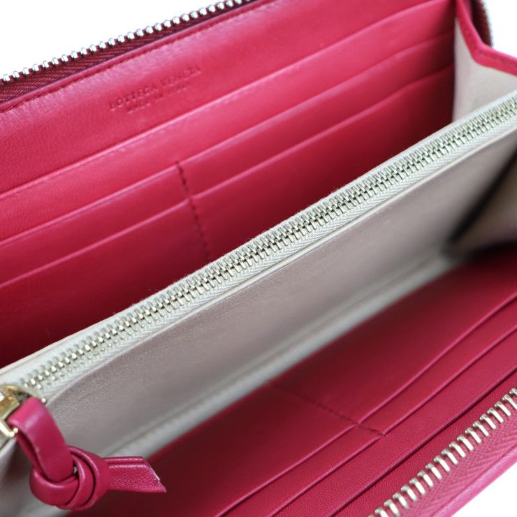 Bottega Veneta Long Wallet Leather Red Intrecciato Round — view 7