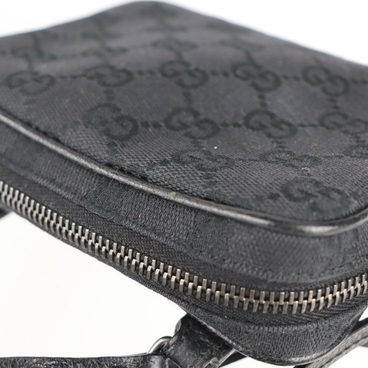 Gucci Shoulder Bag Canvas Leather Black GG Pochette — view 7