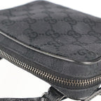 Gucci Shoulder Bag Canvas Leather Black GG Pochette — view 7