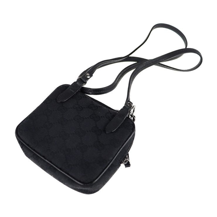 Gucci Shoulder Bag Canvas Leather Black GG Pochette — view 3