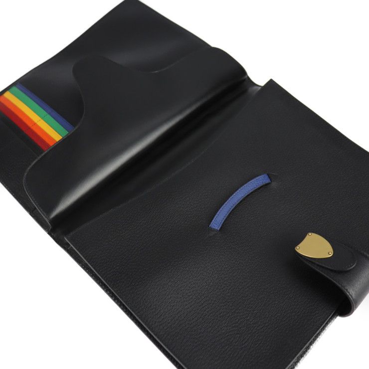 Gucci Cat Head Business Bag Leather Black Gold Hardware Clutch — view 9