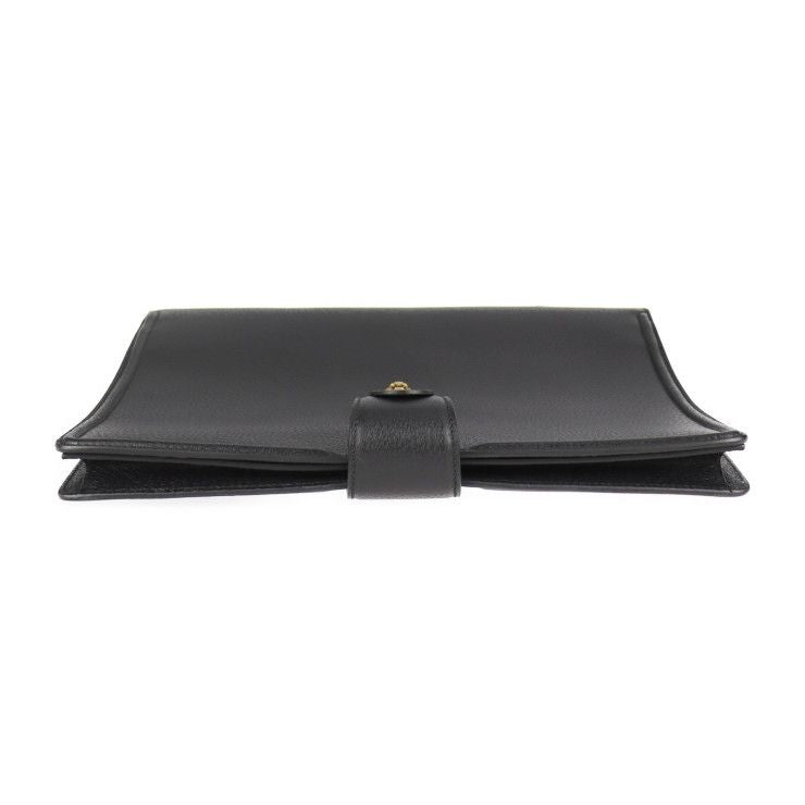 Gucci Cat Head Business Bag Leather Black Gold Hardware Clutch — view 4