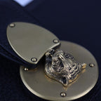 Gucci Cat Head Business Bag Leather Black Gold Hardware Clutch — view 8