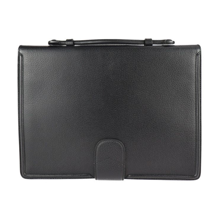 Gucci Cat Head Business Bag Leather Black Gold Hardware Clutch — view 3
