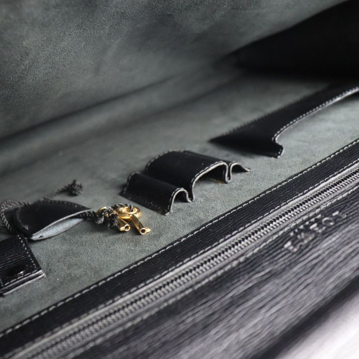 Loewe Briefcase Business Bag Leather Black Gold Hardware Anagram Document — view 9