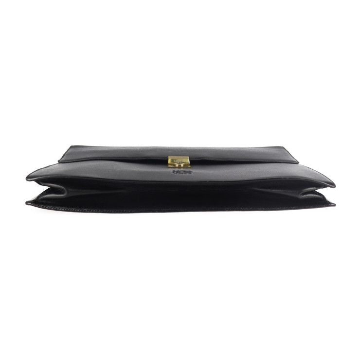 Loewe Briefcase Business Bag Leather Black Gold Hardware Anagram Document — view 4