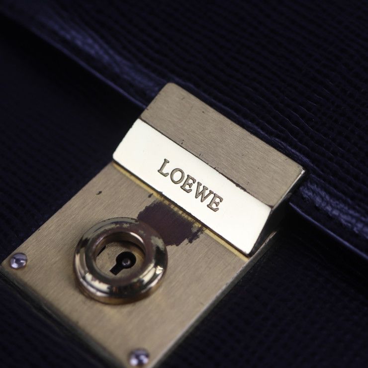 Loewe Briefcase Business Bag Leather Black Gold Hardware Anagram Document — view 7