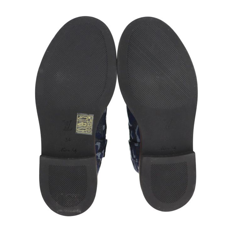 Louis Vuitton Boots Denim Navy Shoes Half Leopard Pattern Reference — view 5