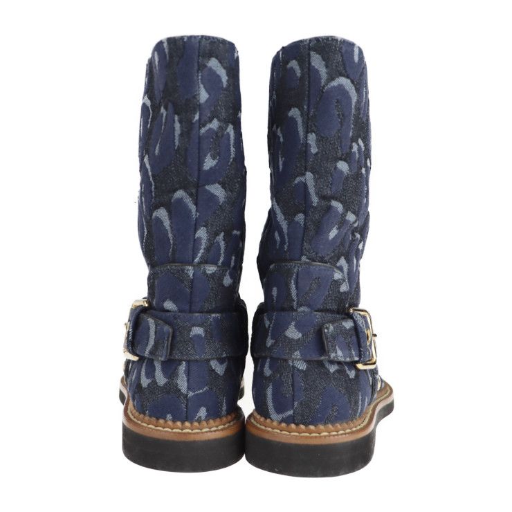 Louis Vuitton Boots Denim Navy Shoes Half Leopard Pattern Reference — view 4