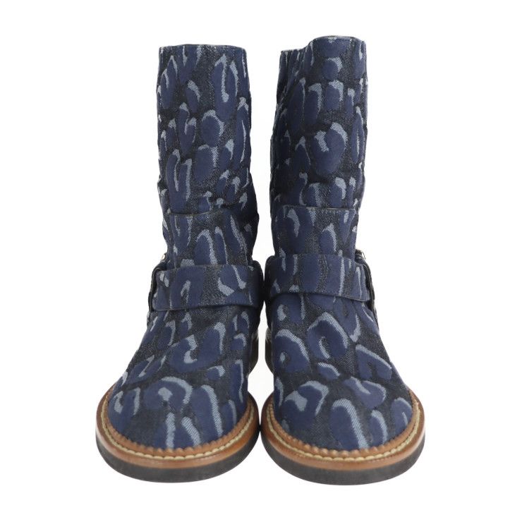 Louis Vuitton Boots Denim Navy Shoes Half Leopard Pattern Reference — view 3