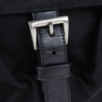 Prada Shoulder Bag B8994 Nylon Leather Black Silver Hardware VELA Triangle Logo — view 7
