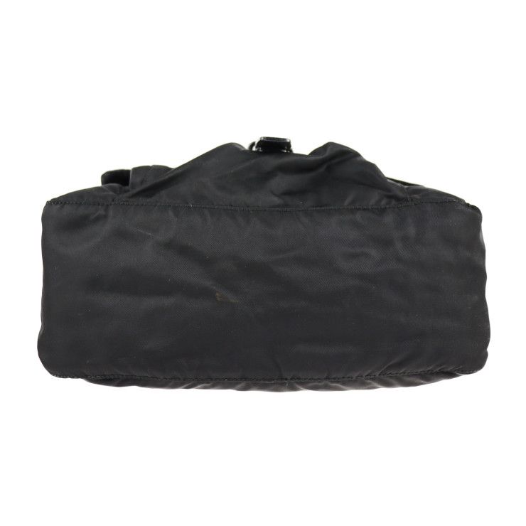 Prada Shoulder Bag B8994 Nylon Leather Black Silver Hardware VELA Triangle Logo — view 4