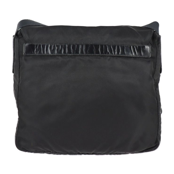 Prada Shoulder Bag B8994 Nylon Leather Black Silver Hardware VELA Triangle Logo — view 3