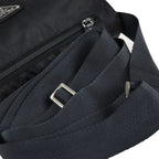 Prada Shoulder Bag B8994 Nylon Leather Black Silver Hardware VELA Triangle Logo — view 5