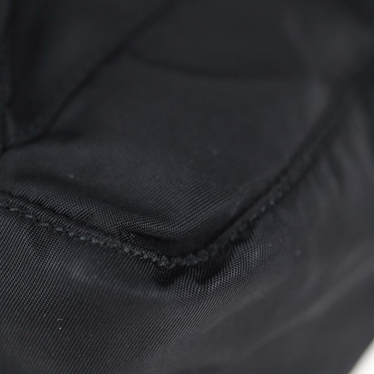 Prada Shoulder Bag B8994 Nylon Leather Black Silver Hardware VELA Triangle Logo — view 6