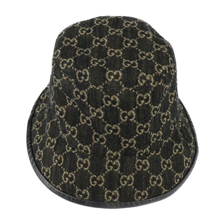 Gucci Bucket Hat GG Canvas Leather Black Beige — view 4