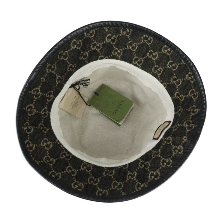 Gucci Bucket Hat GG Canvas Leather Black Beige — view 5