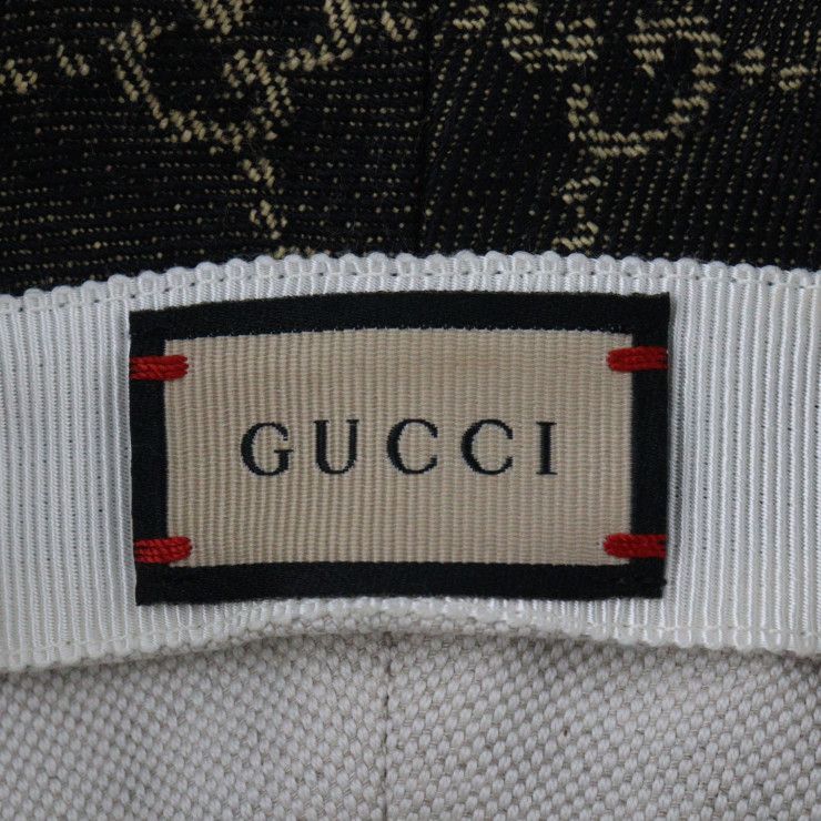 Gucci Bucket Hat GG Canvas Leather Black Beige — view 9