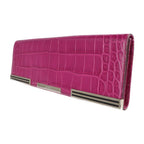 Gucci Clutch Bag Croc Shape Pressed Leather Purple Silver Hardware — view 2