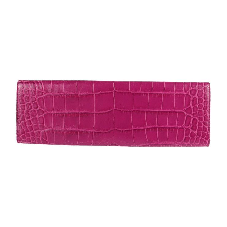 Gucci Clutch Bag Croc Shape Pressed Leather Purple Silver Hardware — view 3