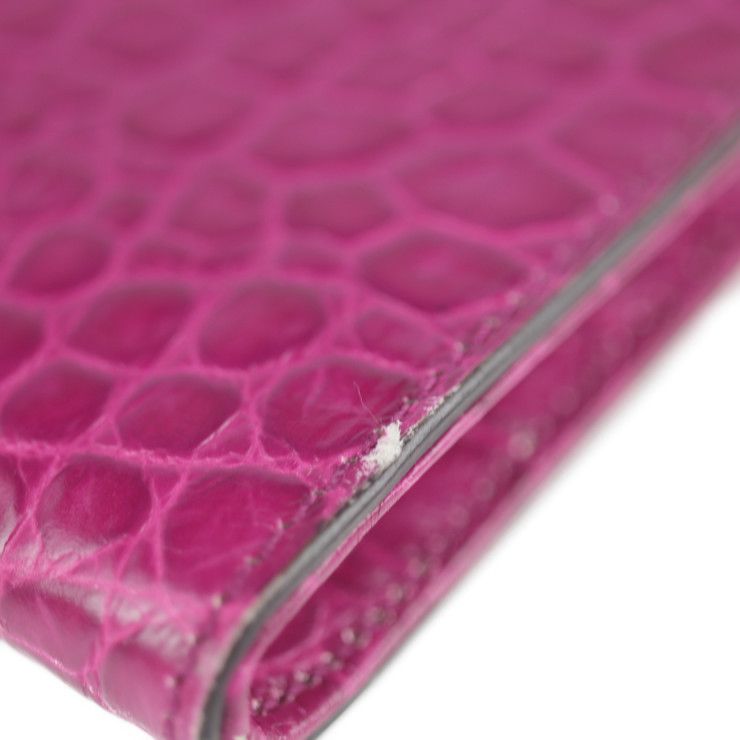 Gucci Clutch Bag Croc Shape Pressed Leather Purple Silver Hardware — view 9