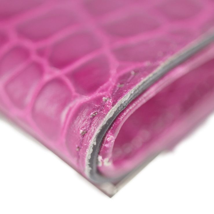 Gucci Clutch Bag Croc Shape Pressed Leather Purple Silver Hardware — view 5
