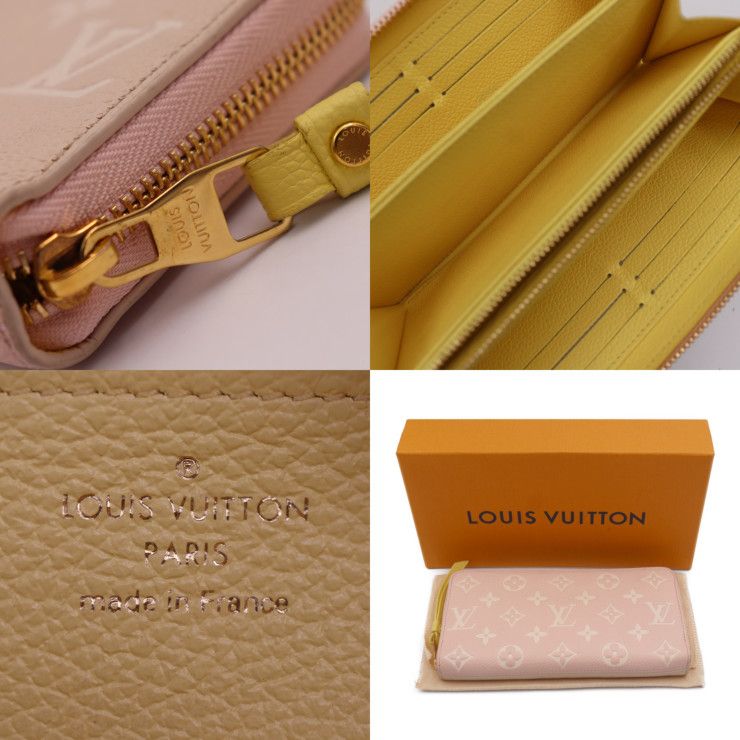 Louis Vuitton Zippy Wallet Long Leather Pink Beige Yellow — view 9