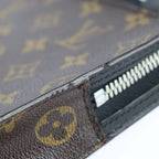 Louis Vuitton Portfolio Second Bag Leather Brown Black Silver — view 5