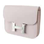 Hermes Constance Slim Pouch Evercolor Mauve Pale Silver Hardware Compact — view 2