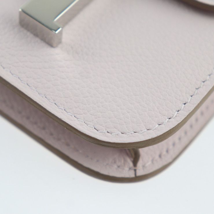 Hermes Constance Slim Pouch Evercolor Mauve Pale Silver Hardware Compact — view 5