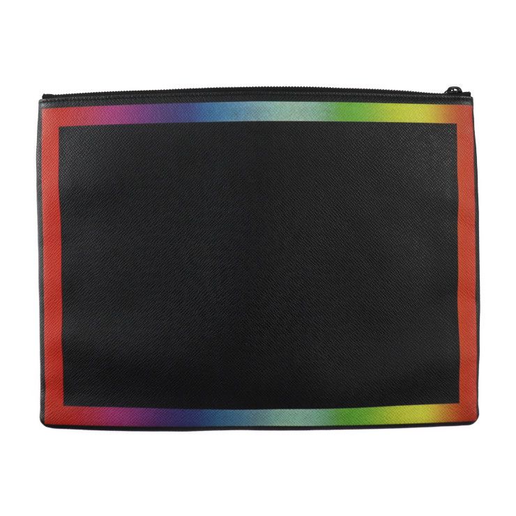 Louis Vuitton Pochette A4 Chain Second Bag Leather Black Rainbow Taiga — view 3