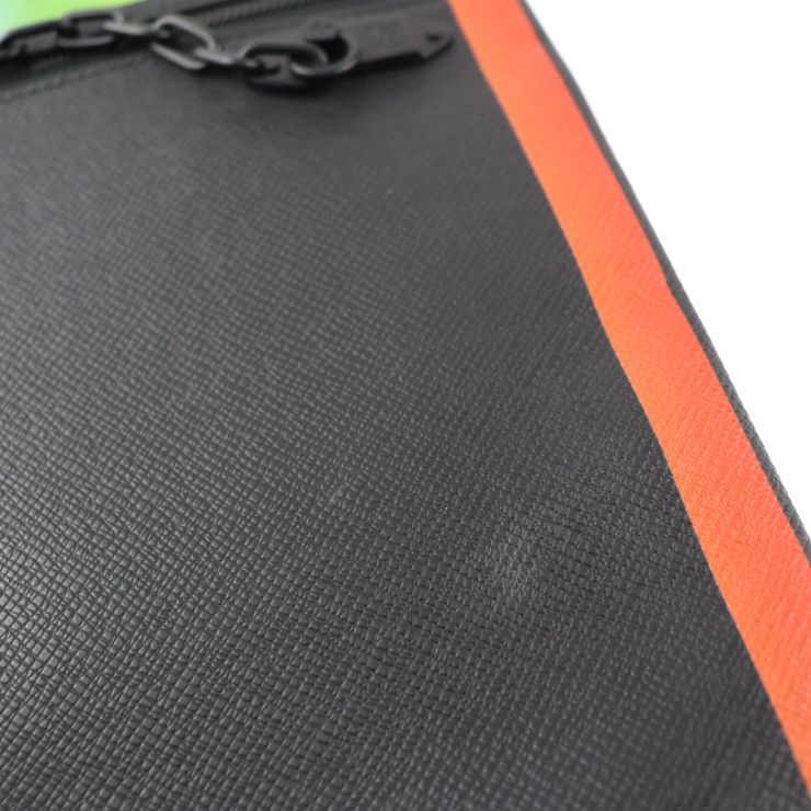 Louis Vuitton Pochette A4 Chain Second Bag Leather Black Rainbow Taiga — view 6