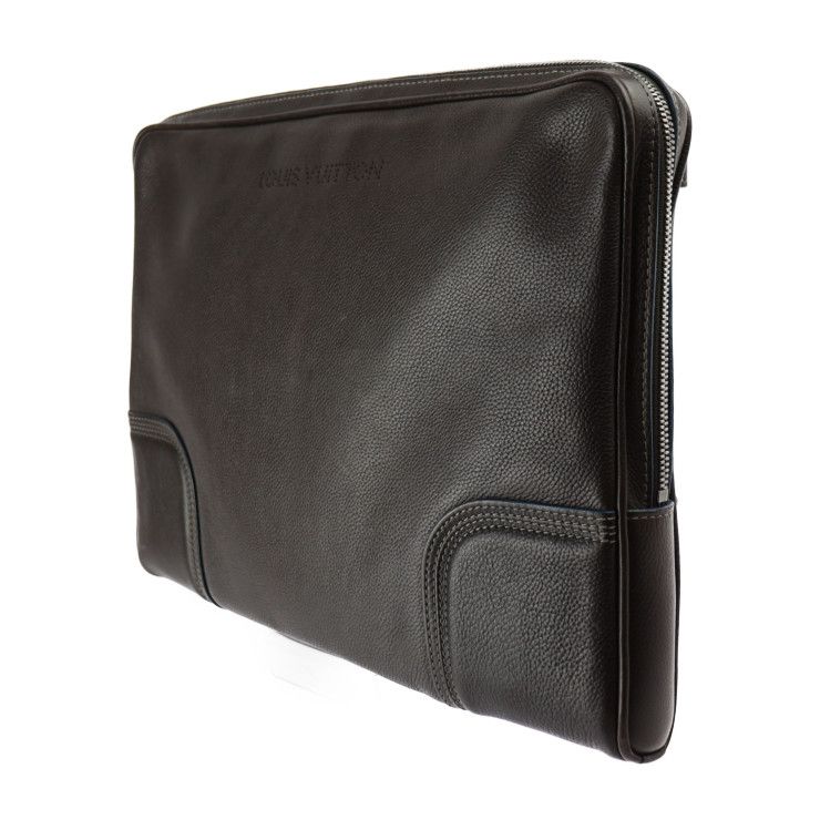 Louis Vuitton Porte Audinature Second Bag Leather Brown Silver Hardware — view 2