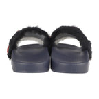 Gucci Horsebit Sandals 30 Faux Fur Rubber Navy Black Red — view 4