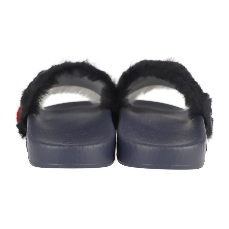 Gucci Horsebit Sandals 30 Faux Fur Rubber Navy Black Red — view 4