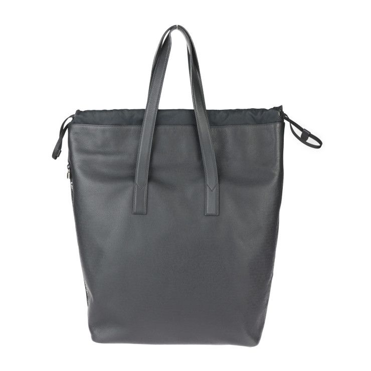 Louis Vuitton Cabas Light Tote Bag Leather Black Silver Hardware Taiga — view 2