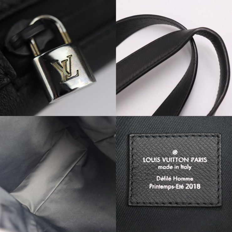 Louis Vuitton Cabas Light Tote Bag Leather Black Silver Hardware Taiga — view 9