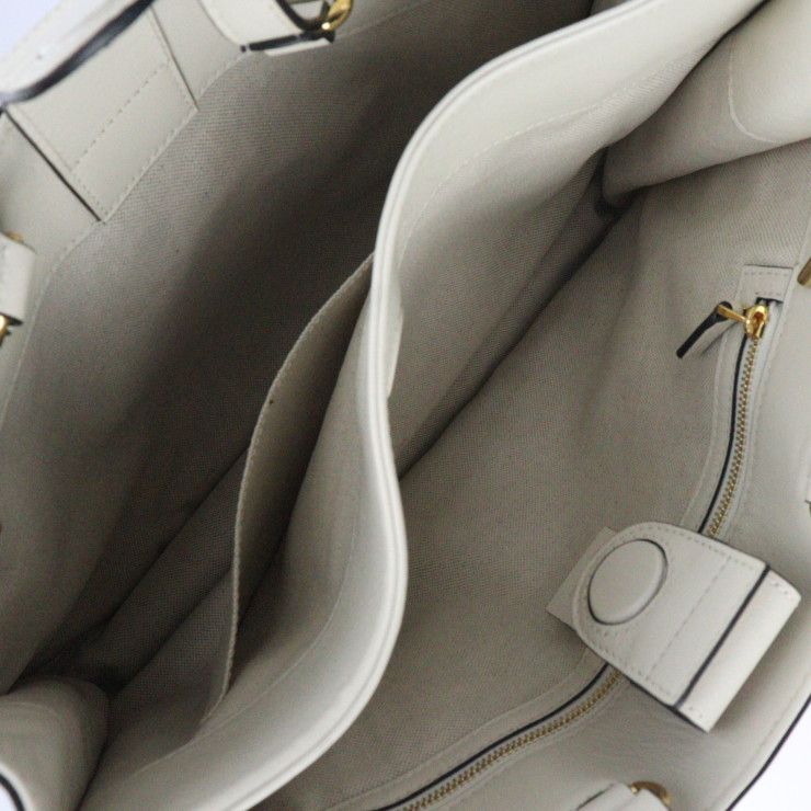 Gucci Horsebit 1955 Medium Tote Handbag Leather Ivoryish Gold Hardware — view 9