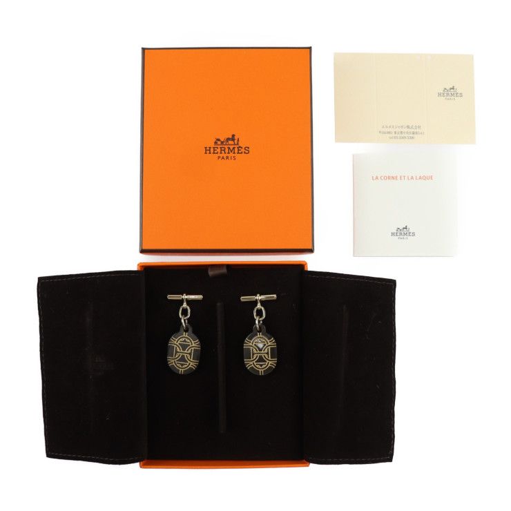 Hermes Chaine D'ancre PM Earrings Metal Buffalo Horn Gold Brown — view 9