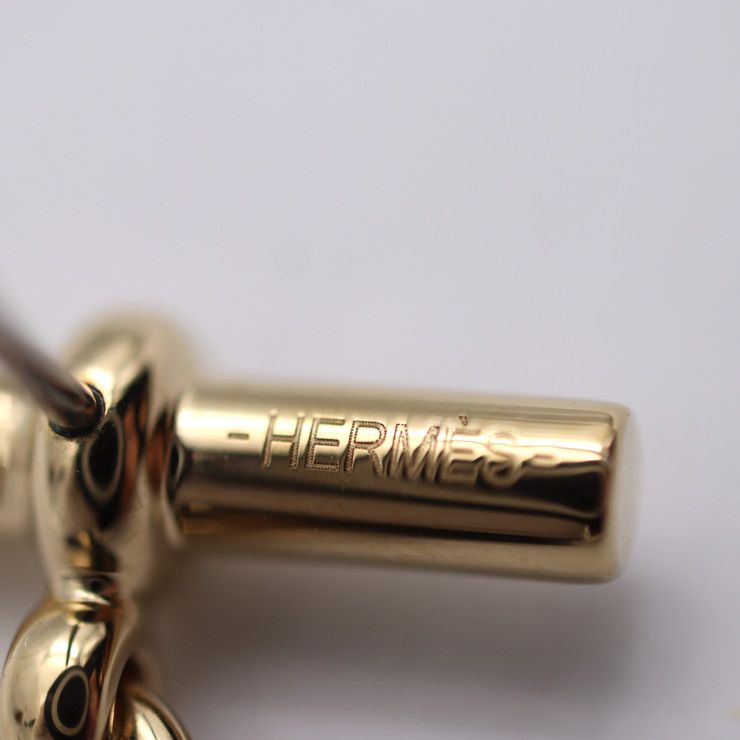 Hermes Chaine D'ancre PM Earrings Metal Buffalo Horn Gold Brown — view 8