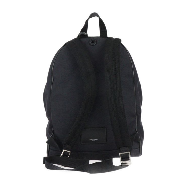 Saint Laurent Paris Backpack Daypack Canvas Leather Black Silver — view 3