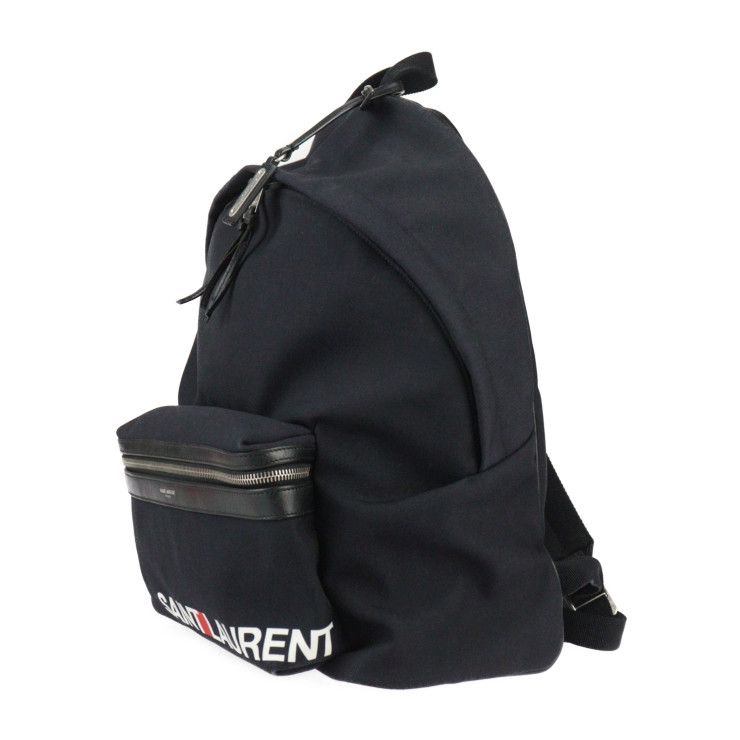 Saint Laurent Paris Backpack Daypack Canvas Leather Black Silver — view 2